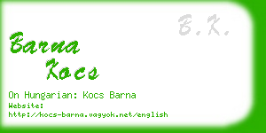 barna kocs business card